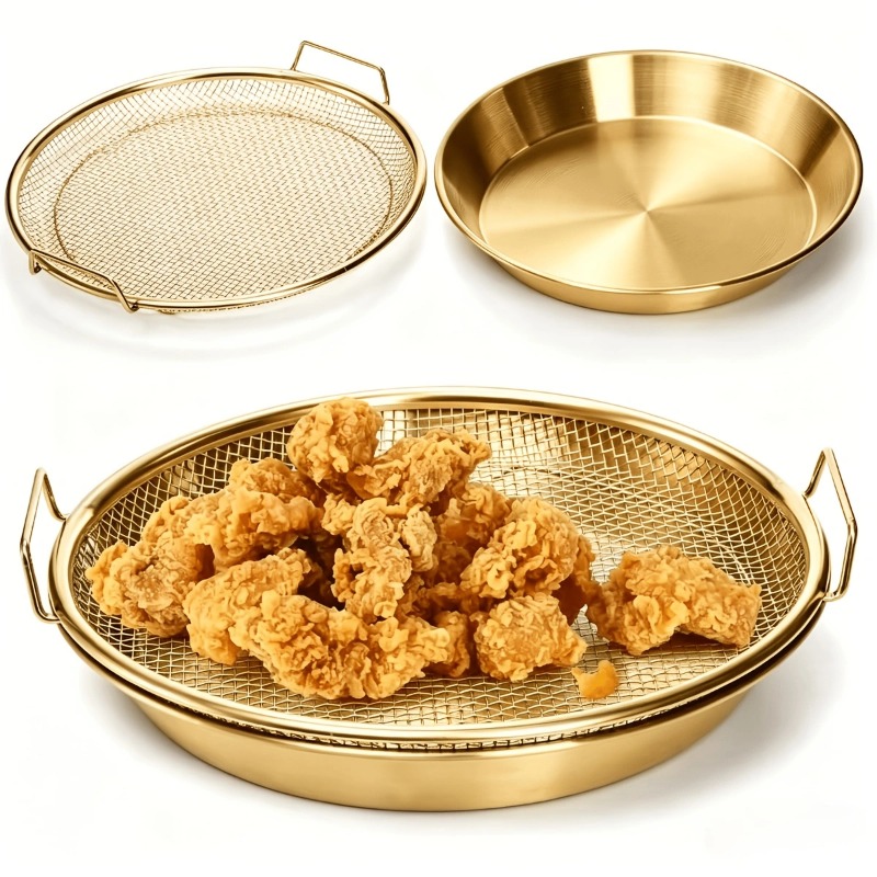 Commercial Kitchen Oil Filter - Grille de friteuse robuste dorée, panier