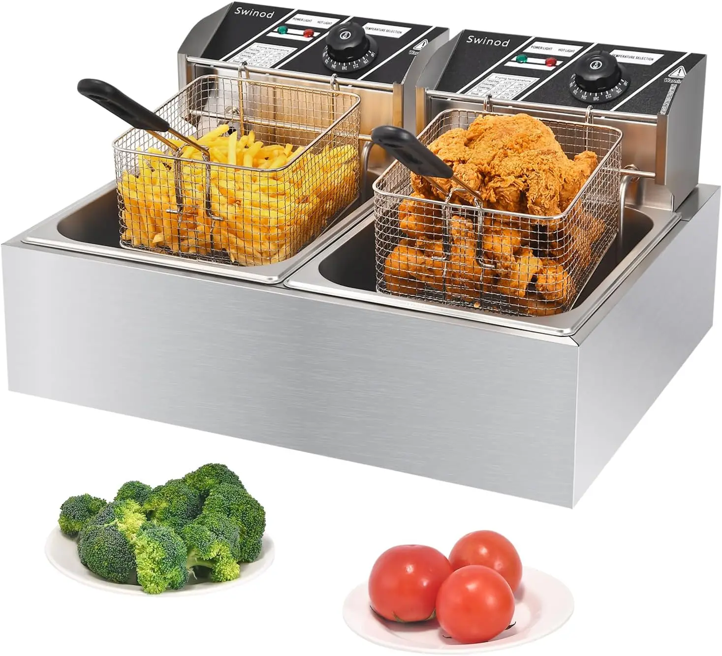 Deep Fryer Commercial - Friteuse commerciale avec paniers, 3400W 12,7QT/12L,