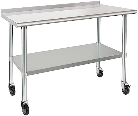 Commercial Kitchen Backsplash - Table de préparation professionnelle en acier