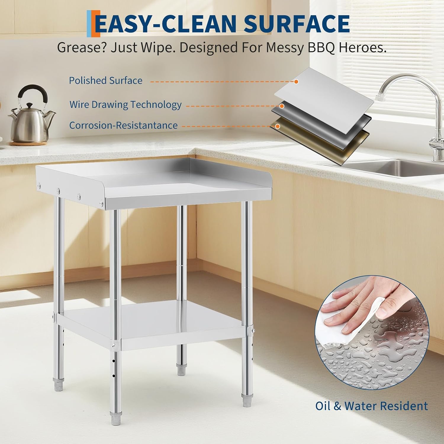 Table de travail en acier inox - Commercial Kitchen Backsplash avis et prix