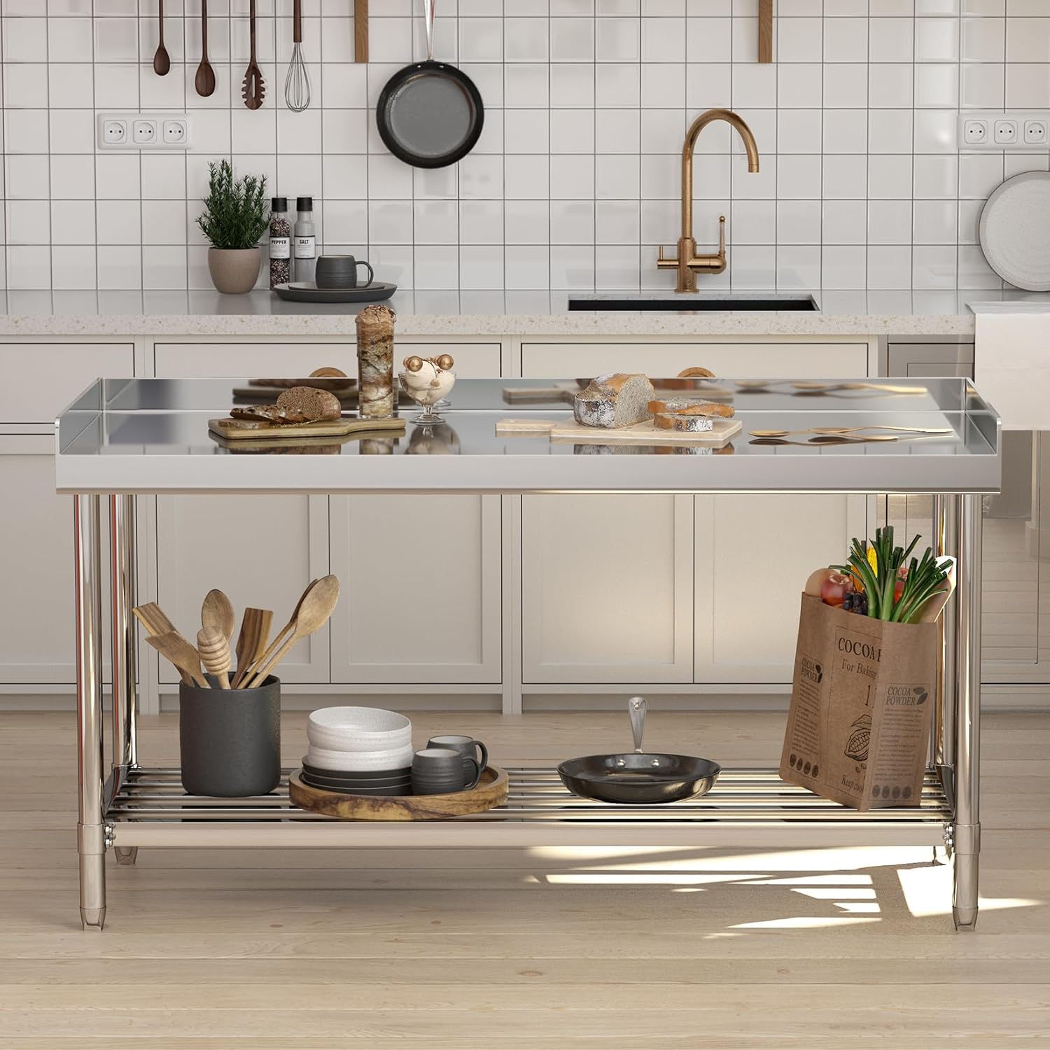 Table de travail en acier inox - Commercial Kitchen Backsplash avis et prix